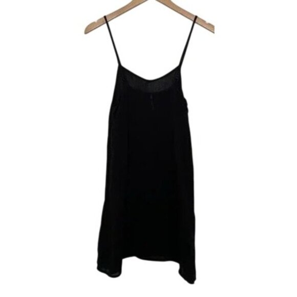 Free People V Neck Black Spaghetti Strap Slip Dress L Mini Y2K  Romantic Goth - Picture 1 of 8